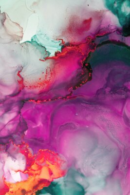 Part of original alcohol ink painting. Modern art. Abstract colorful background, wallpaper. Marble texture. Fluid Art for modern banners, ethereal graphic design.