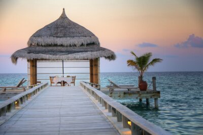 Passerelle claire feuilles de palmier