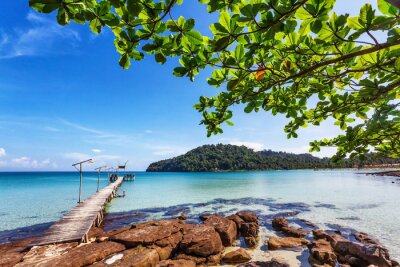 Paysage avec une jetée en bois