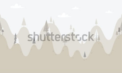 Sticker  Paysage de collines avec des arbres conifères