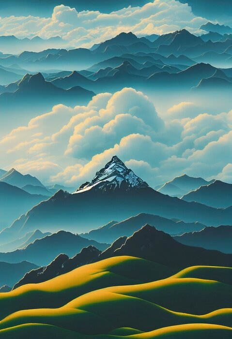 Sticker  Paysage de collines verdoyantes