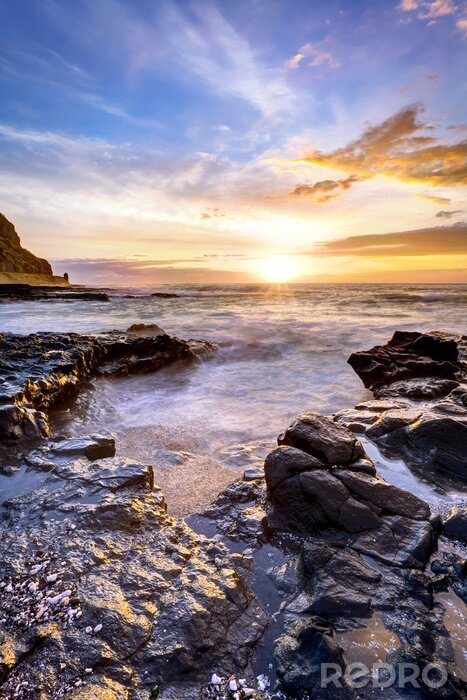 Sticker  Paysage de mer avec coucher de soleil