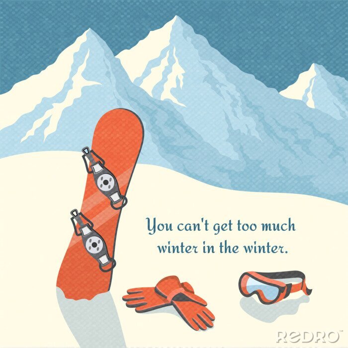 Sticker  Paysage de montagne d'hiver Snowboard