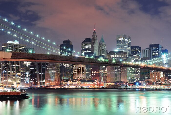 Sticker  Paysage de New York en pleine nuit