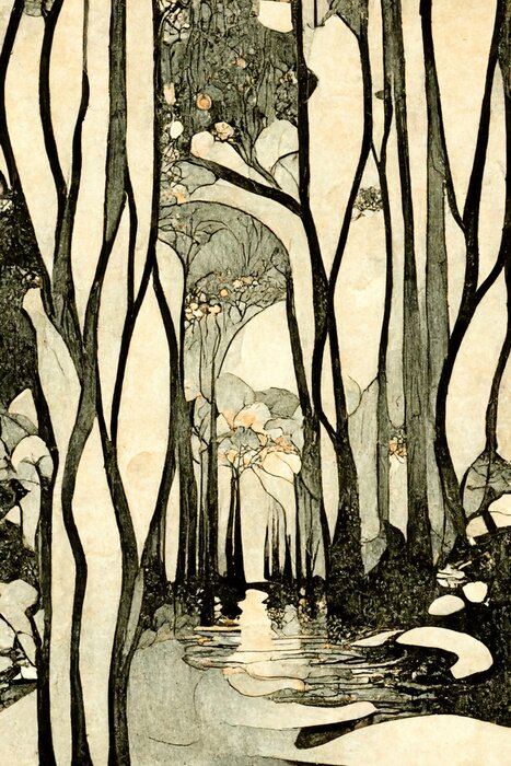 Sticker  Paysage inspiré de l'art nouveau