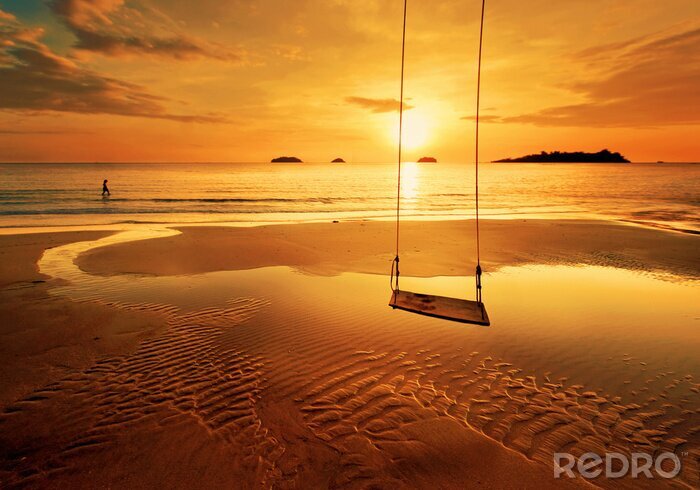 Sticker  Paysage marin avec une balançoire