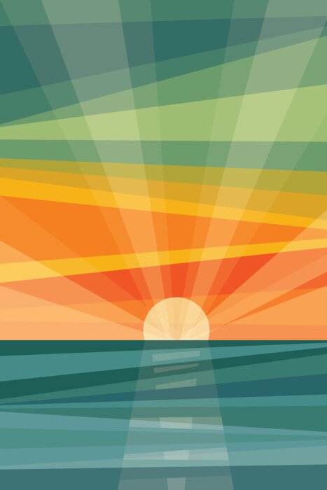 Sticker  Paysage marin style vintage