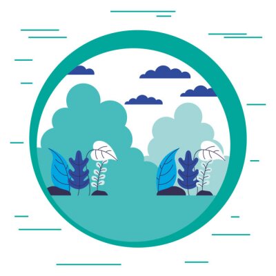 Sticker  paysage nature plantes feuillage autocollant