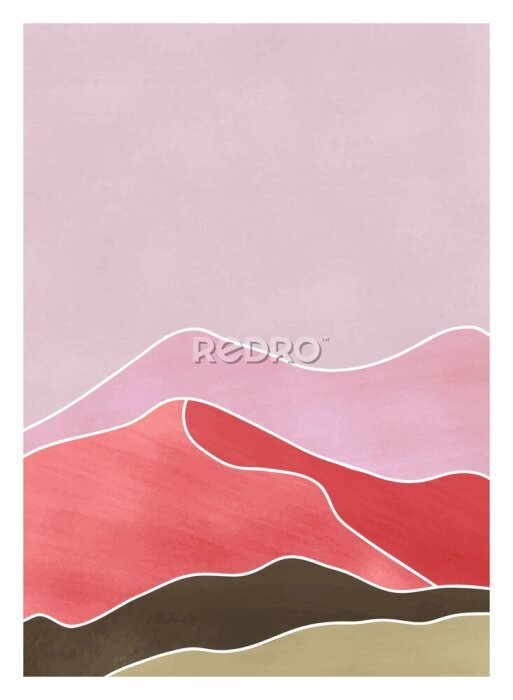 Sticker  Paysage rose des montagnes