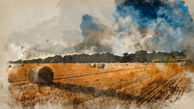 Paysage rural à l'aquarelle