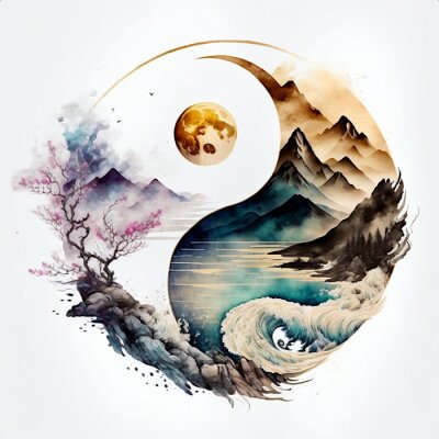 Sticker  Paysage yin yang