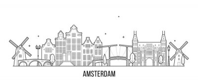 Sticker  Paysages d'Amsterdam Pays-Bas vecteur de construction de la ville