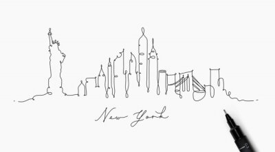 Sticker  Pen line silhouette new york