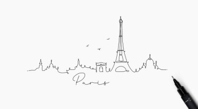 Sticker  Pen line silhouette paris