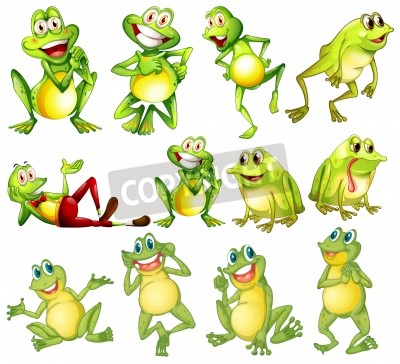 Sticker  Personnages de grenouille joyeux dans diverses situations