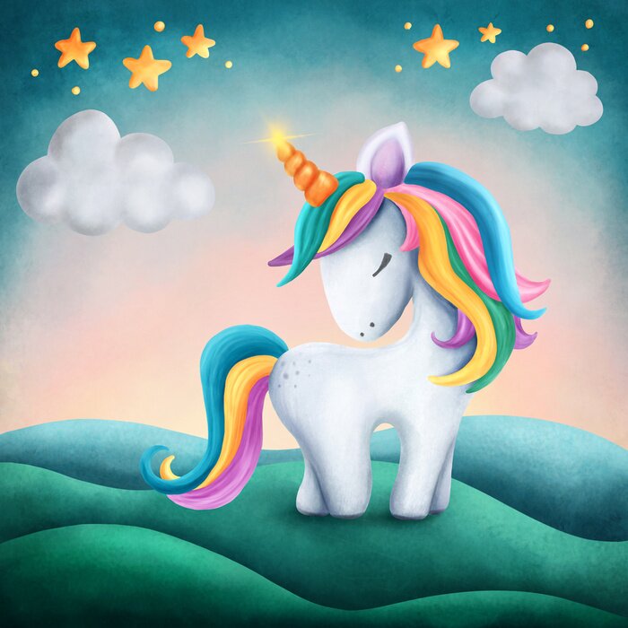 Sticker  Petite licorne arc-en-ciel