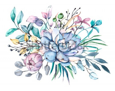 Sticker  Petites fleurs en bleu