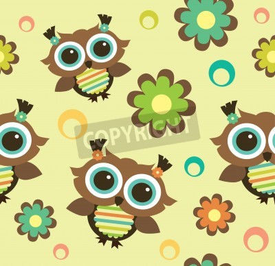 Sticker  Petits hiboux bruns aux grands yeux