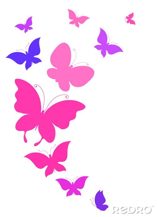 Sticker  Petits papillons roses et mauves