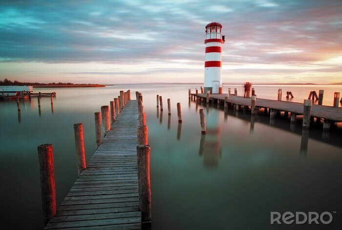 Sticker  Phare avec la mer le soir