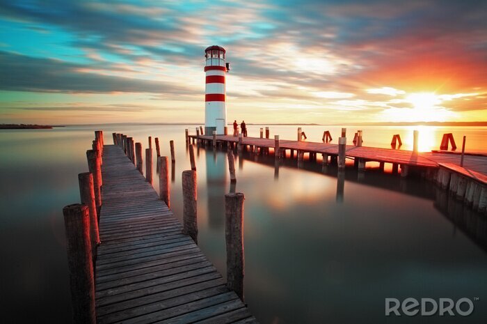 Sticker  Phare bord de lac paisible