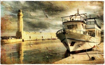 Phare maritime peint sur toile