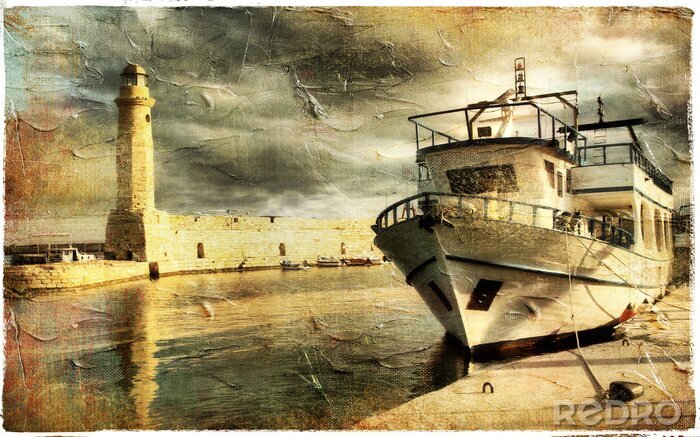 Sticker  Phare maritime peint sur toile