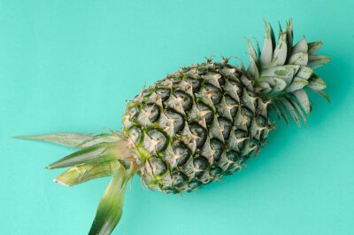 Sticker  Photo d'un ananas sur fond bleu