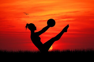 Sticker  Pilates au coucher du soleil