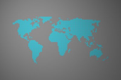 Sticker  Pixelweltkarte blau grau