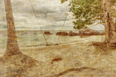 Plage de sable rétro