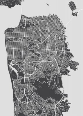 Sticker  Plan de la ville de San Francisco, carte vectorielle détaillée