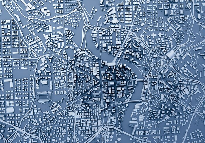 Sticker  plan de ville 3d vu du ciel