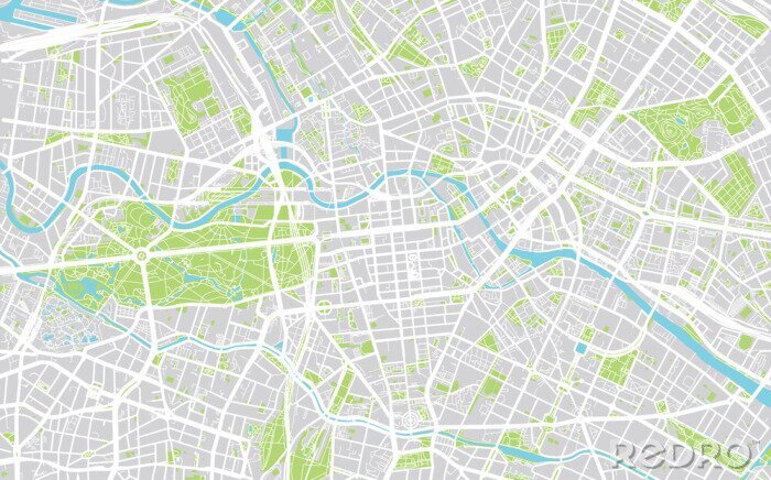 Sticker  Plan de ville urbain de Berlin, Allemagne