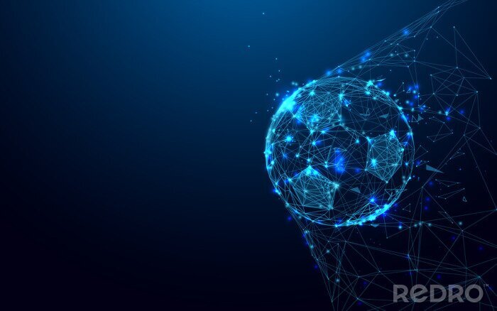 Sticker  Plan géométrique d'un ballon de football dans un filet