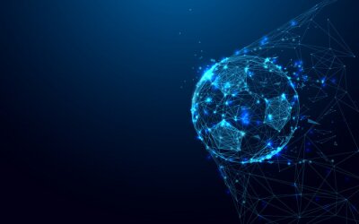 Sticker  Plan géométrique d'un ballon de football dans un filet