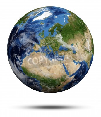 Sticker  Planet Earth  Earth globe 3d render, maps courtesy of NASA