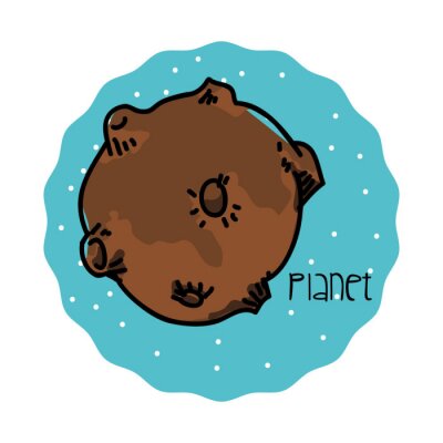 Sticker  Planète avec graphique de fond bleu cratères