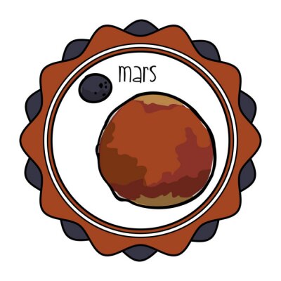 Sticker  Planète mars avec graphique minimaliste de la lune