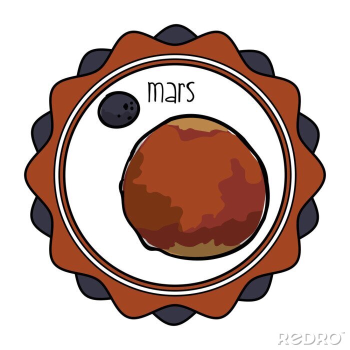Sticker  Planète mars avec graphique minimaliste de la lune