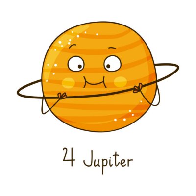 Sticker  Planète pour enfants souriant oeuvre de Jupiter