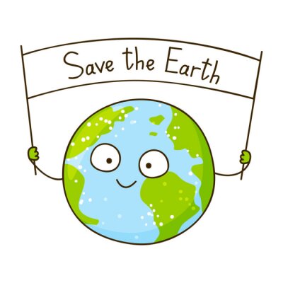 Sticker  Planète Terre avec une bannière d'inscription