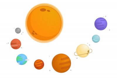 Sticker  Planètes du système solaire graphiques colorés simples