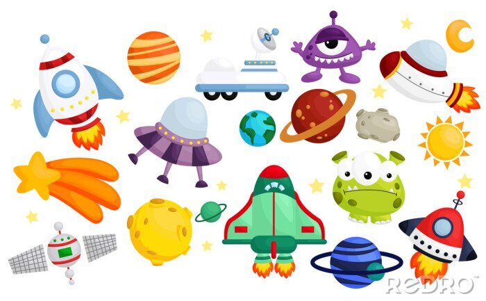 Sticker  Planètes pour enfants graphiques sur l'espace extra-atmosphérique