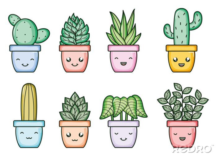 Sticker  Plantes en pots kawaii