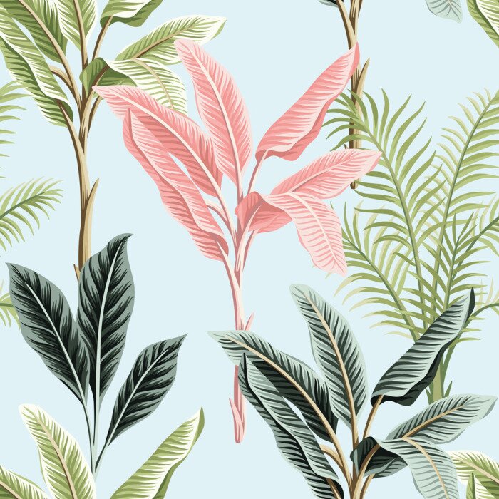 Sticker  Plantes exotiques sur fond bleu clair