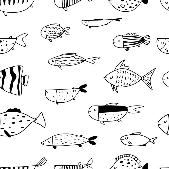 Sticker  Poisson noir et blanc pour enfants