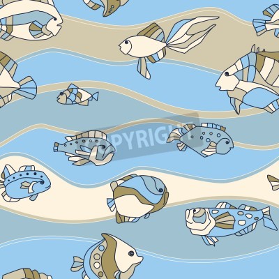 Sticker  Poissons de différentes formes graphiques géométriques modernes