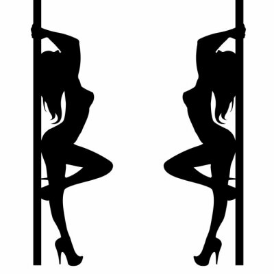 Sticker  Pole girl illustration danseur strip vector strip-tease silhouette sexy club
