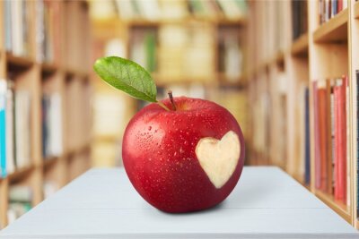Sticker  Pomme rouge dans la bibliothèque